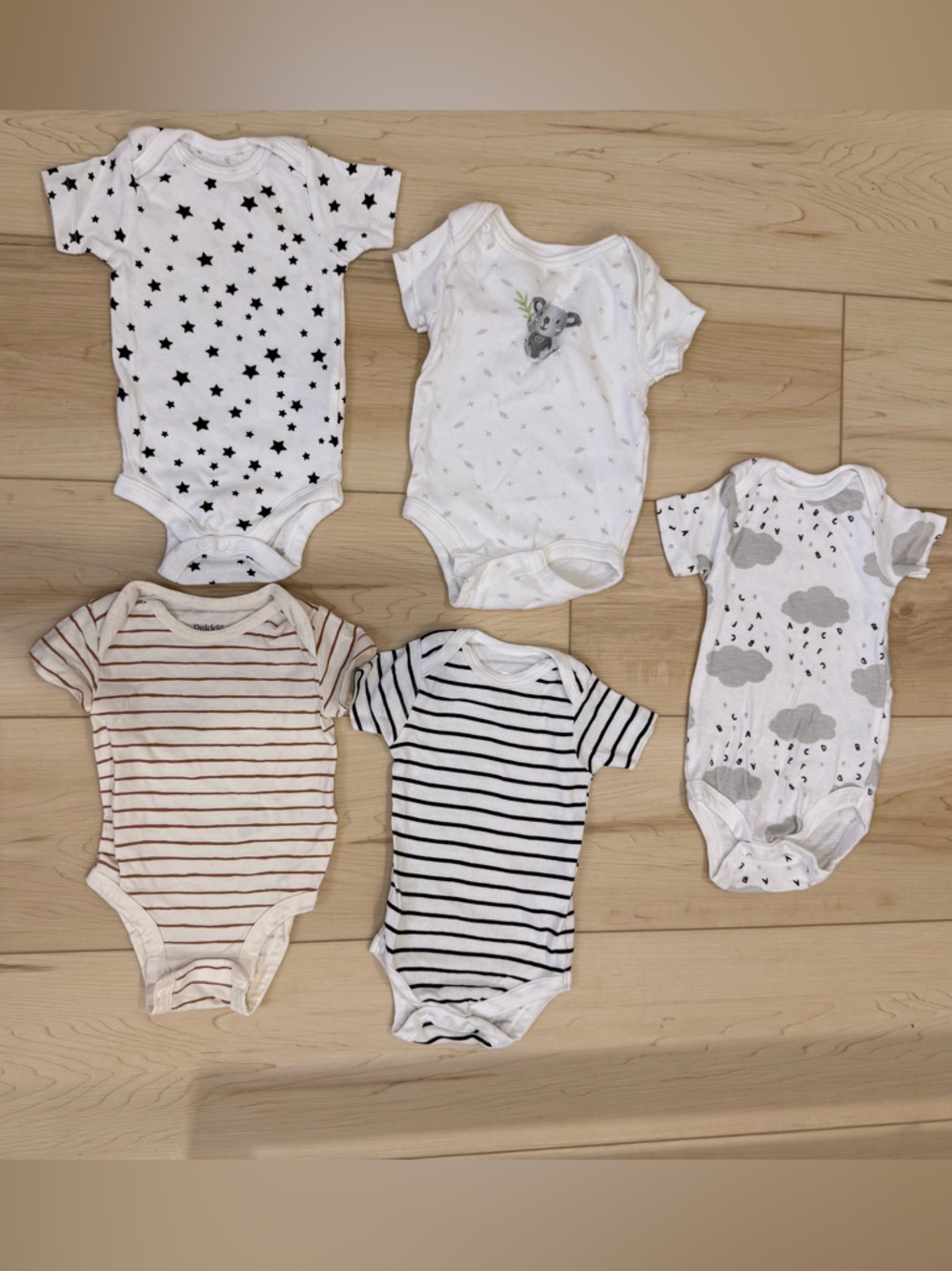 Baby Bodysuits | 5-Pack Bundle | Pekkle, Koala Baby & Rococo | Size 0-3M